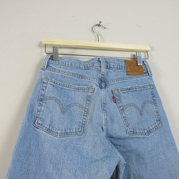 Levi's Wedgie Straight Jeans Women 26 Blue Crop Cotton Button Fly Distressed 570 - Picture 9 of 15